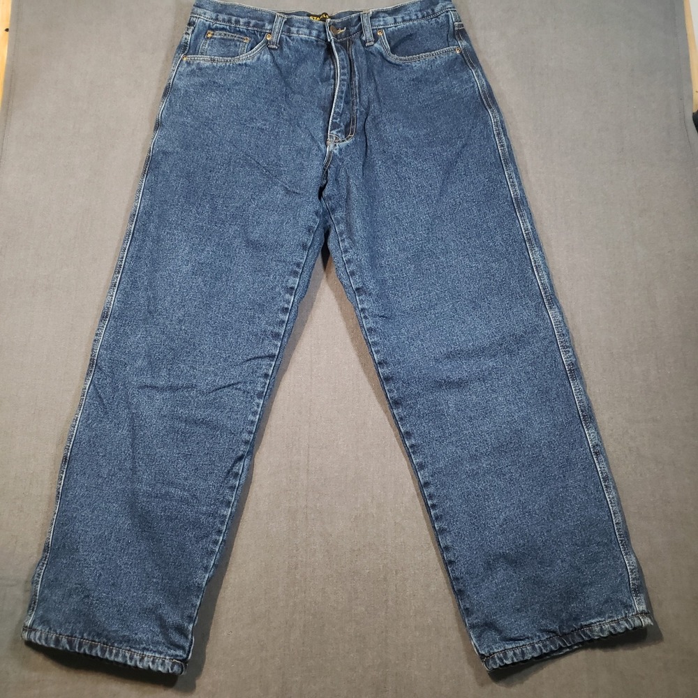 Stanley Fleece Lined Work Jeans Mens 36x32 Blue Denim Insulated Winter Pants